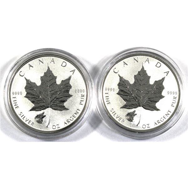 2016 Canada 1oz Wolf Privy .9999 Silver Maple Leafs in Capsules. 2pcs (TAX Exempt)