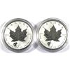Image 1 : 2016 Canada 1oz Wolf Privy .9999 Silver Maple Leafs in Capsules. 2pcs (TAX Exempt)