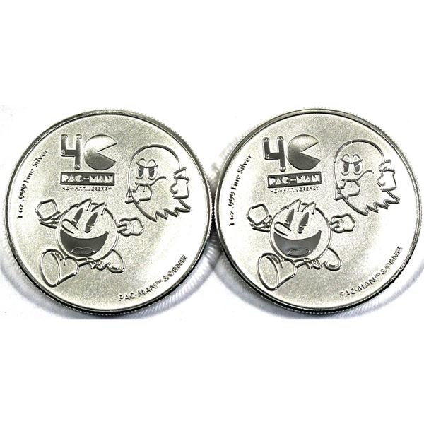 2020 Niue 1oz Pac-Man 40th Anniversary .999 Fine Silver Coins. 2pcs (TAX Exempt)