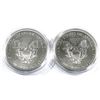 Image 2 : 2017 & 2019 USA 1oz .999 Fine Silver Eagles in Capsules (2017 is toned). 2pcs (TAX Exempt)