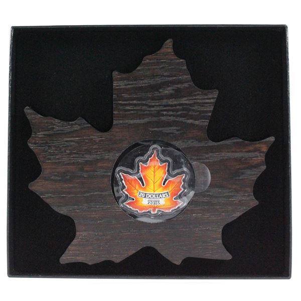 2016 $20 Canada's Colourful Maple Leaf Shaped Fine Silver Coin. (TAX Exempt)