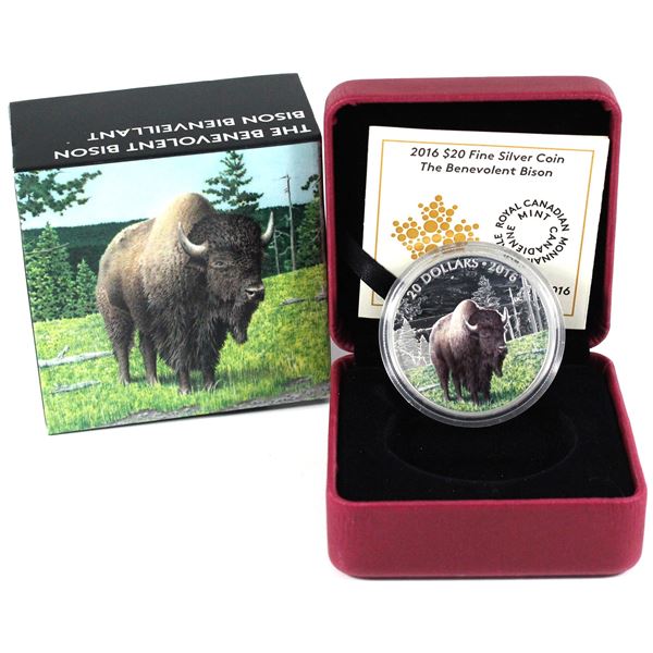 2016 Canada $20 Majestic Animals - The Benevolent Bison Fine Silver Coin. TAX Exempt