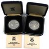 Image 1 : 1987 & 1988 Bermuda Silver Dollar Commemorative Crowns in Original Blue Display Boxes and COAs (1988