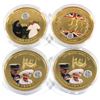 Image 1 : 3x 2014 & 1x 2015 Tristan Da Cunha Gold Plated and Coloured Commemorative Crowns in Capsules - 2x 20