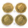 Image 2 : 3x 2014 & 1x 2015 Tristan Da Cunha Gold Plated and Coloured Commemorative Crowns in Capsules - 2x 20