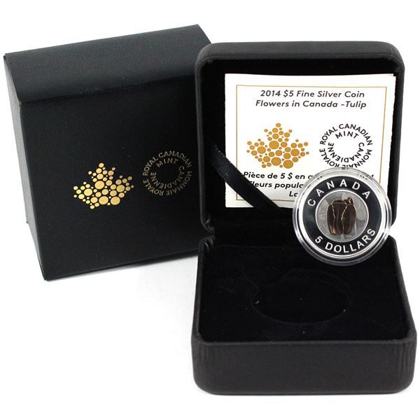 2014 $5 Flowers in Canada - Tulip Fine Silver & Niobium Coin. (TAX Exempt)