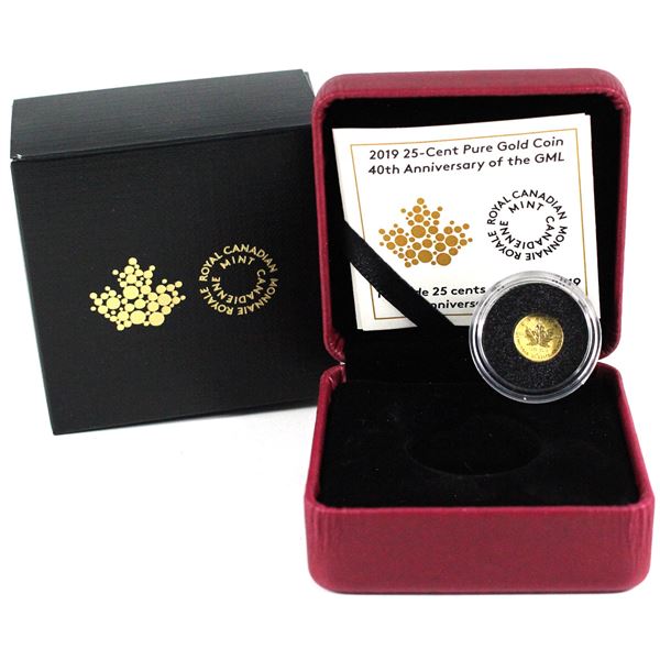 2019 Canada 25-cent 40th Anniversary of the GML Fine Gold Coin. (TAX Exempt)