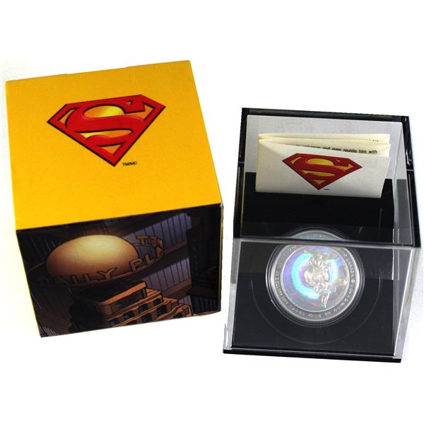 2013 Canada $20 Superman & Metropolis Fine Silver Hologram Coin (Sleeve has a pen mark). TAX Exempt