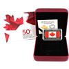 Image 1 : 2015 $50 50th Anniversary Canadian Flag Fine Silver Rectangular Coin. TAX Exempt