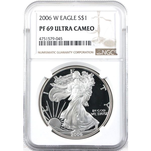 2006-W USA 1oz .999 Fine Silver Eagle NGC Certified PF-69 Ultra Cameo. (TAX Exempt)