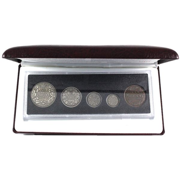 1908-1998 Canada Commemorative Sterling Silver Antiqued Proof Set in Hard Plastic and Maroon RCM Dis