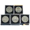 Image 1 : 1981 to 1985 Canada Brilliant uncirculated silver Dollars. Each coin comes in their original square 