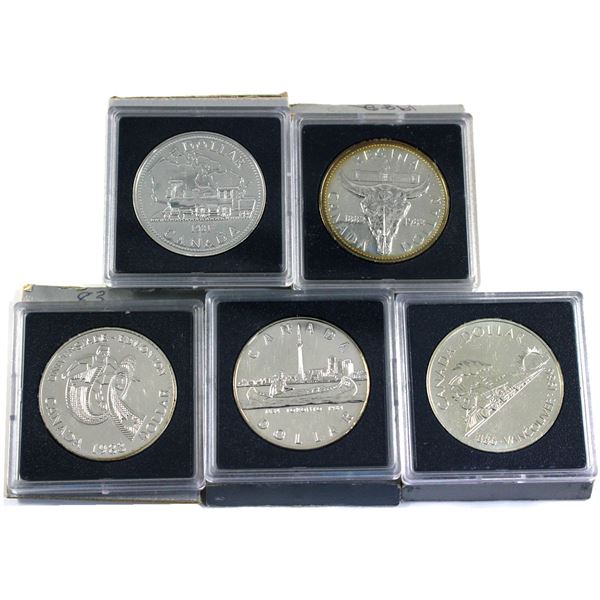 1981-1984 & 1986 Canada Brilliant uncirculated silver Dollars. Each coin comes in their original squ