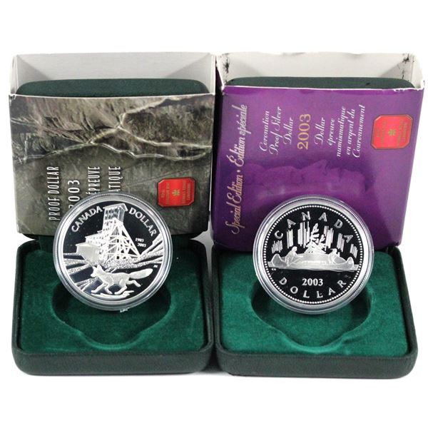 2003 Cobalt & 2003 Special Edition Coronation Proof commemorative Silver dollars(Tax Exempt). Coins 