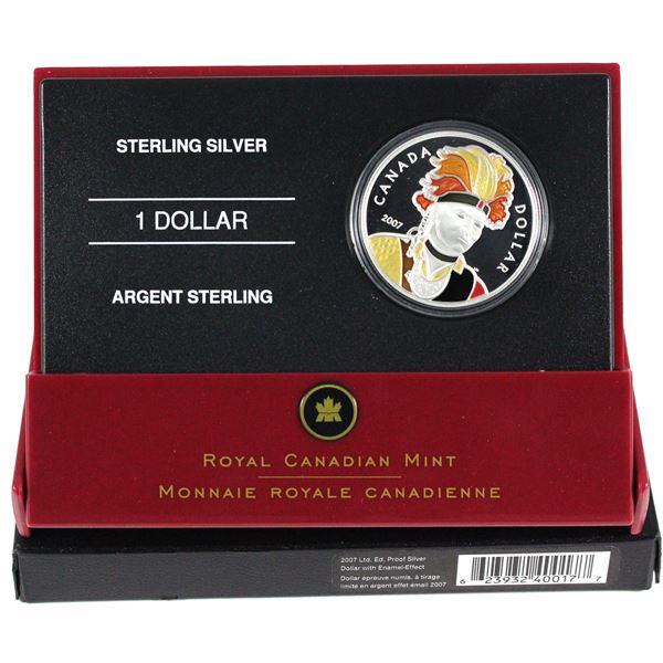 2007 Canada Thayendanegea Enamelled Proof Silver Dollar. Coin comes with all original mint packaging