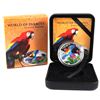 Image 1 : 2016 Cook Islands $5 World of Parrots - Scarlet Macaw 3D Effect Sterling Silver Coin. The bird that 