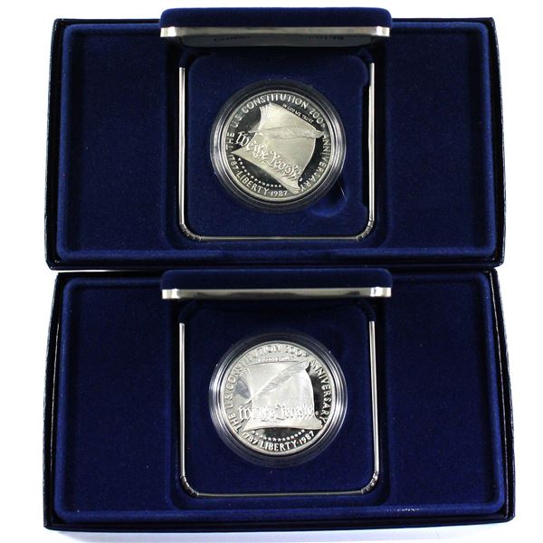 Pair of 1987 United States 200th Anniv. Of the U.S Constitution Uncirculated Dollar. Coins come with