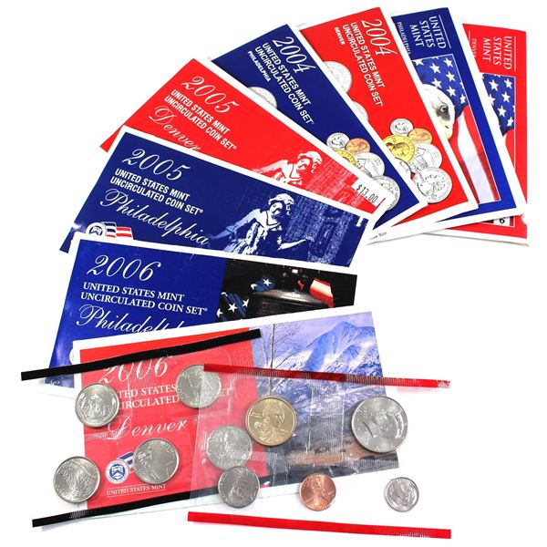 2003-2006 USA P& D Uncirculated Mint set. Coins come in the original mint envelopes, envelopes conta