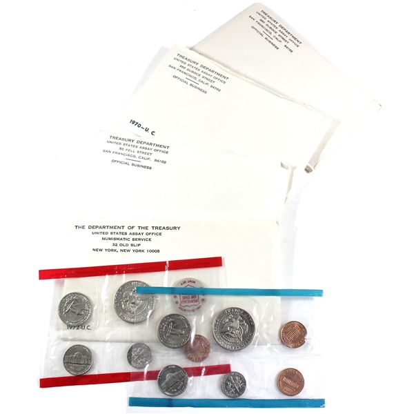 1968, 1970,1971 & 1972 USA P& D Uncirculated Mint sets. Coins come in the original mint envelopes, e