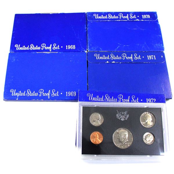 1968,1969,1970,1971 & 1972 United States proof sets. 5 sets