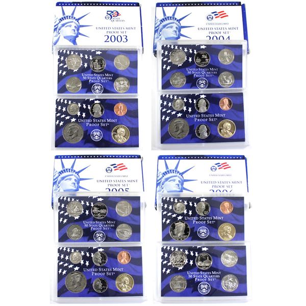 2003,2004,2005 & 2006 United States Proof set with original box and  COA. 4pcs