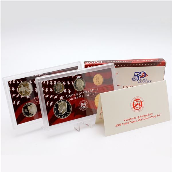 2000 United States mint 10-coin Silver Proof set with original box and COA