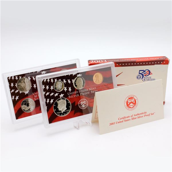 2003 United States mint 10-coin Silver Proof set with original box and COA