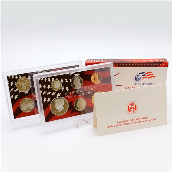 2004 United States mint 10-coin Silver Proof set with original box and COA