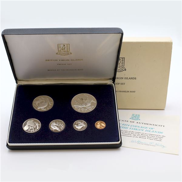 1974 British Virgin Islands Proof Sets in Original  display box. The dollar in this set is Sterling 