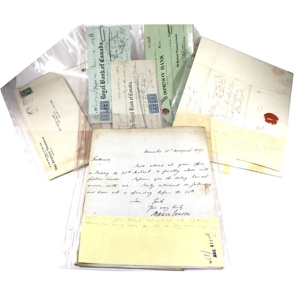 Very Unique Estate Lot of Vintage Documents and Cheques. You will receive a 1931 The Evening Telegra