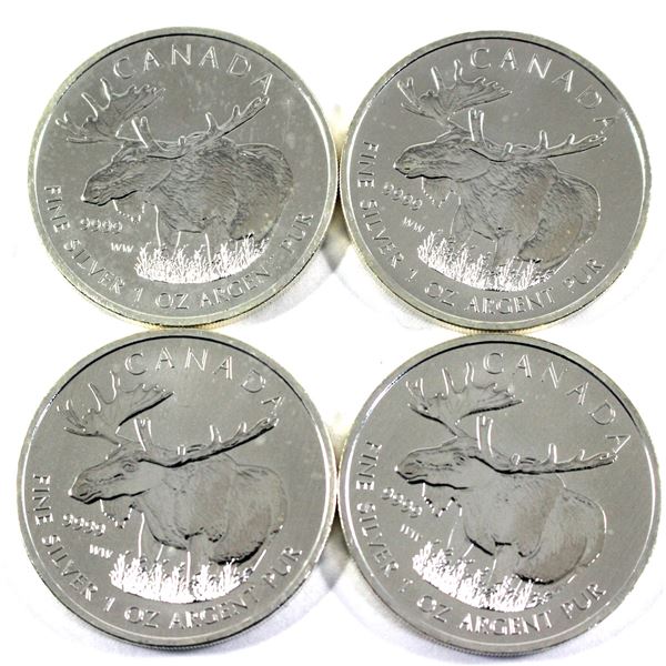 2012 Canada 1oz Wildlife - Moose .9999 Fine Silver Coins. 4pcs (TAX Exempt)