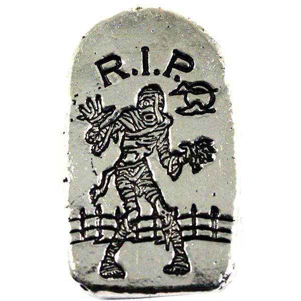 2oz Monarch Precious Metals .999 Fine Silver Mummy Tombstone in Drawstring Pouch. #188/999 (TAX Exem