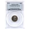Image 1 : 1913 Canada 10-cent Small Leaves PCGS Certified AU-55. Strong attractive rainbow toning mostly on re