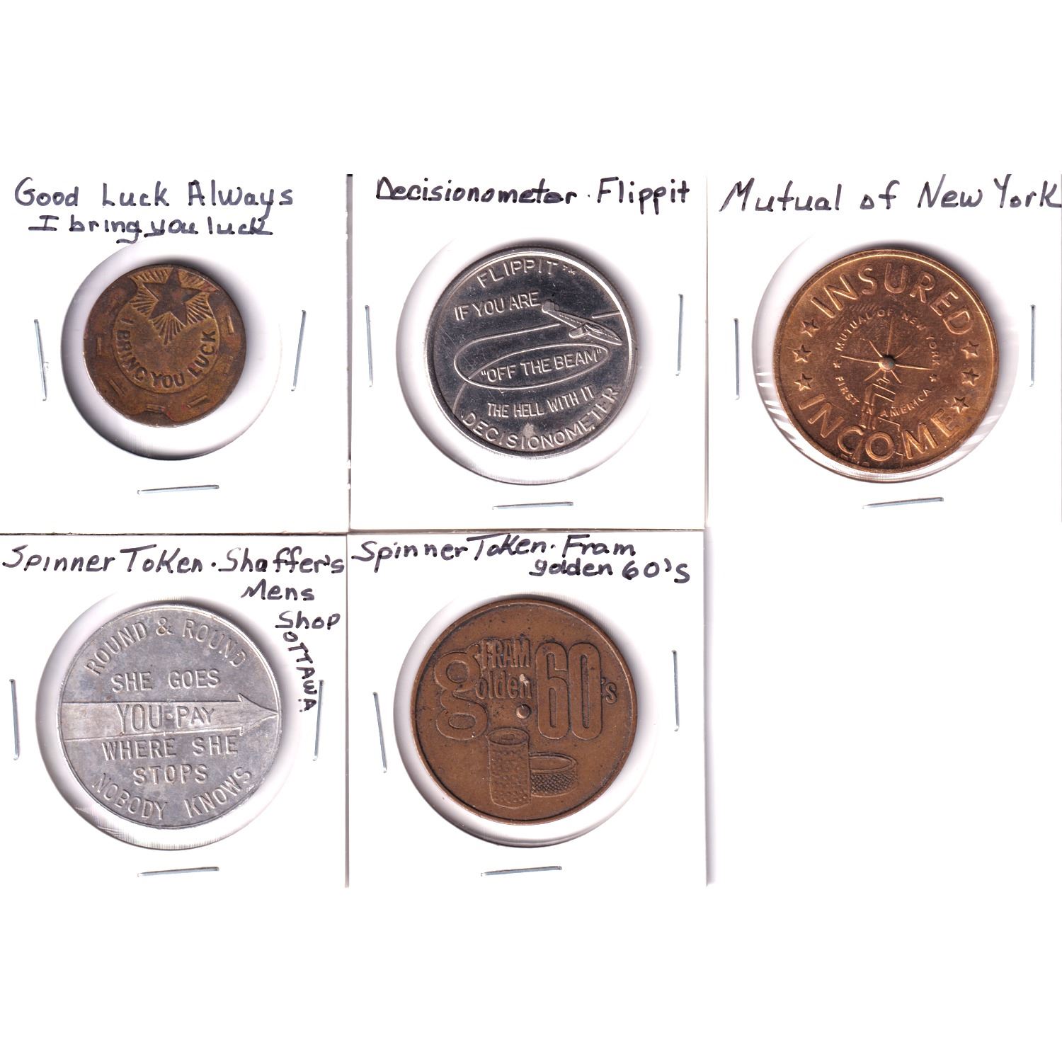 3x Different Spinner Decision Tokens, a Flippit Decision meter Token ...