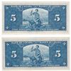 Image 2 : Consecutive 1937 $5 BC-23b Canada notes Gordon-Towers AU+ condition. 2pcs
