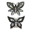 Image 1 : 2x Vintage Silver-tone Rhinestone Butterfly Brooches