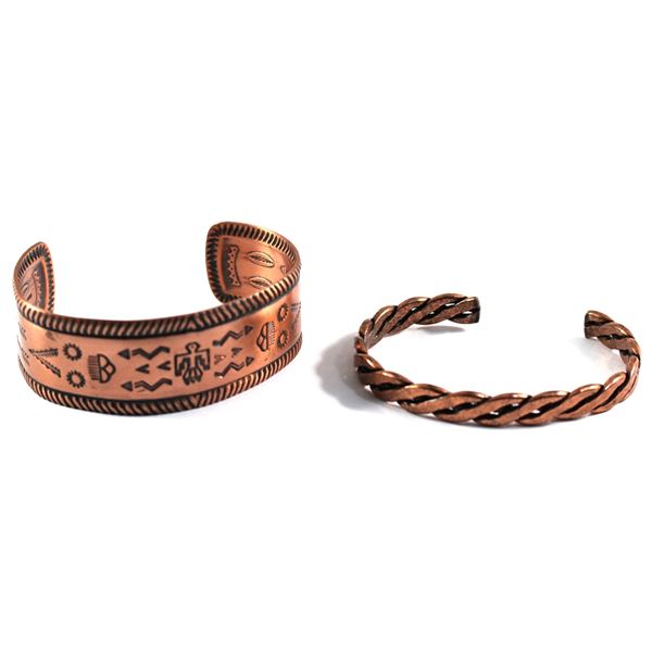 Pair of Solid Copper Cuff Bracelets