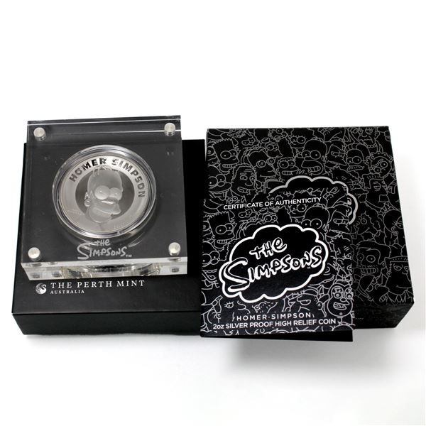 2021 Tuvalu 2oz The Simpsons - Homer Simpson .9999 Fine Silver Proof High Relief Coin. Mintage of on