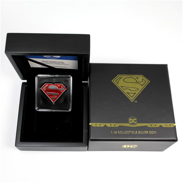 2021 Niue $2 1oz Superman Enameled Diamond Shaped .999 Fine Silver Coin. Mintage of only 5000! (TAX 