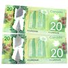 Image 1 : BC-71a-i 2012 Bank of Canada $20, 2x Consecutive  Macklem-Carney. S/N: FIZ2925449/450 Both notes are