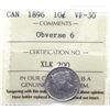 Image 1 : 1896 obverse 6 10-cent ICCS Certified VF-30