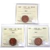 Image 1 : 1957, 1958 & 1959 Canada 1-cent ICCS Certified MS-65 Red. 3pcs