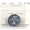 Image 1 : 1954 Canada 25-cent ICCS Certified MS-64.