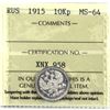 Image 1 : 1915 Russia 10 Kopeks ICCS Certified MS-64