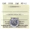 Image 1 : 1938 Canada 10-cent ICCS Certified MS-62