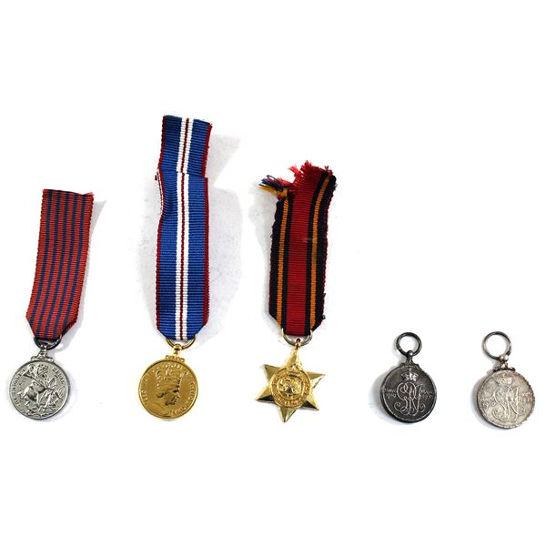 Lot of 5x Mini Military Medals. Includes 2x Jubilee Medal, Burma Star Medal with Ribbon, 50 Year Med