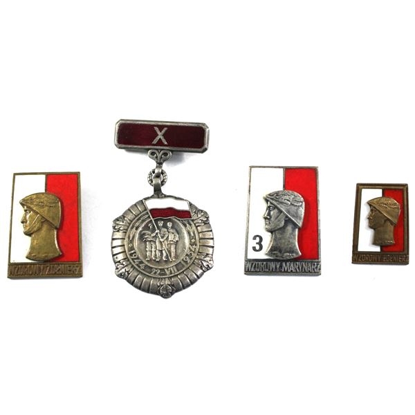 Lot of 4x Poland Pins. Including Small Exemplary Soldier Pin, Big Exemplary Soldier Pin, Exemplary S