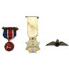 Image 1 : Lot of 3x Assorted Pins and Medals. Includes RCAF Wings Pin, Grey Enamel Cross White Ribbon Medal, a