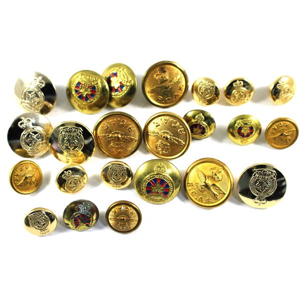 Lot of 23x Royal Canadian Air Force and Royal Canadian Legion Buttons. Including 4x Large RCAF and 3