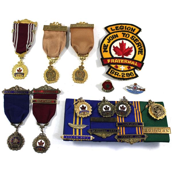 Lot of 12x Royal Canadian Legion Medals, Pins, and Patch. See description for more information. Item